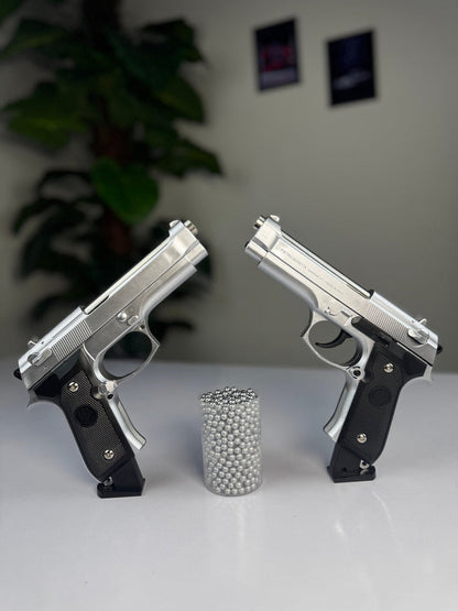 Silver M92 Beretta Airsoft Toy Gun – Realistic 6mm BB Pistol Replica for Safe Tactical Play