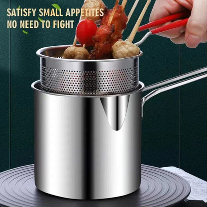 Heavy-Duty Oil Frying Pot with Basket – Crispy, Safe & Easy Cooking 🍟✨